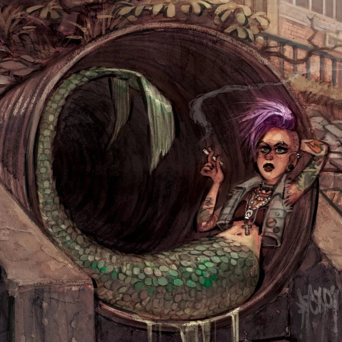 Roxy, The Punk Mermaid Art Print
