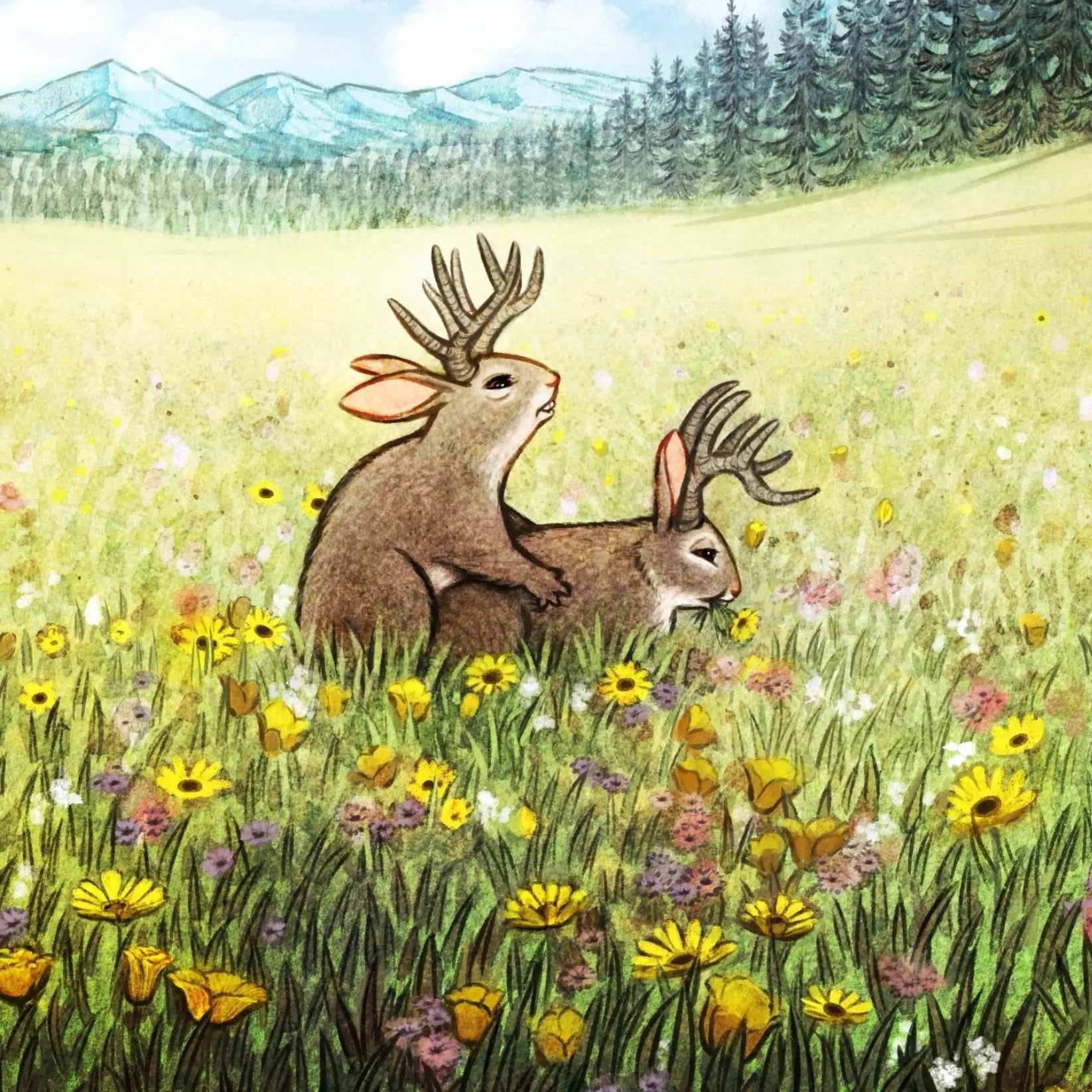 Horny Jackalopes Art Print